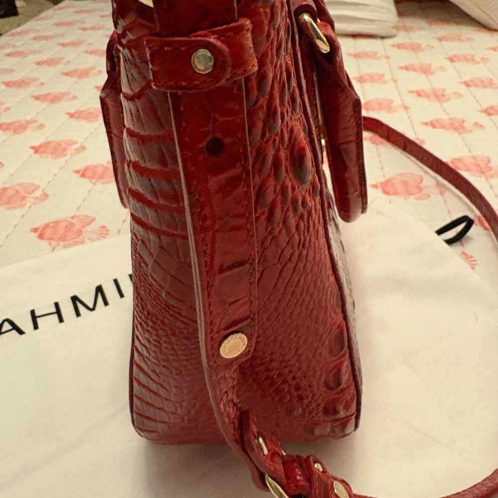 Brahmin Red Croc-Embossed Lena Satchel - Picture 6 of 13